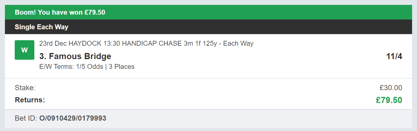 Bigtime Racer - Winner 2 - 2023-12-23